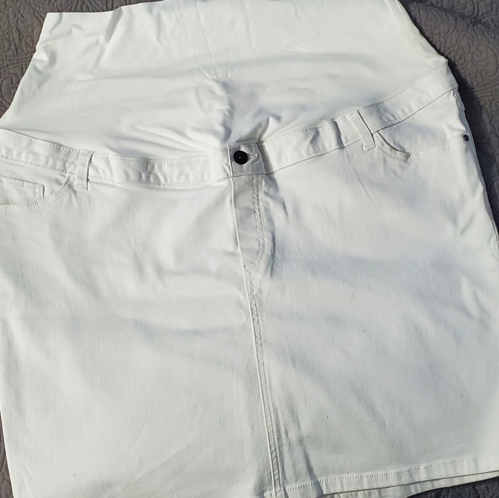 XXL White Jean Maternity Skirt